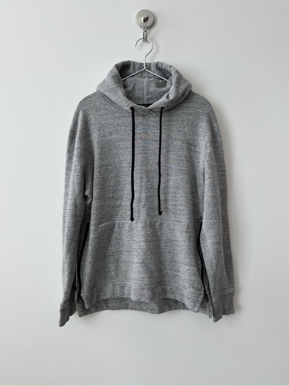 John Elliott Gray Hoodie with Side Zips and Hidden Kangaroo Pocket - Size 3/L